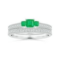 thumbnail image 4 of ANGARA Natural Aeon Square Emerald Three Stone Engagement Ring with Milgrain in 14K White Gold for Women (Size-3.5mm) | May Birthstone, Anniversary, Jewelry Gift for Women | Natural Emerald Ring, 4 of 10
