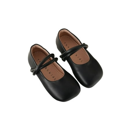 

Zodanni Girl s Flats Slip On Dress Shoes Solid Color Loafers Party Casual Shoe School Breathable Square Toe Black 10C