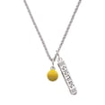 thumbnail image 1 of Delight Jewelry Silvertone Mini Enamel Tennis Ball Silvertone Sisters Best Friends Forever Bar Charm Necklace, 23", 1 of 4