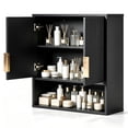 thumbnail image 4 of Ktaxon Fluted Bathroom Cabinet Wall Mount, Medicine Cabinet Storage Organizer with 2 Doors and Adjustable Shelves, Black, 4 of 15