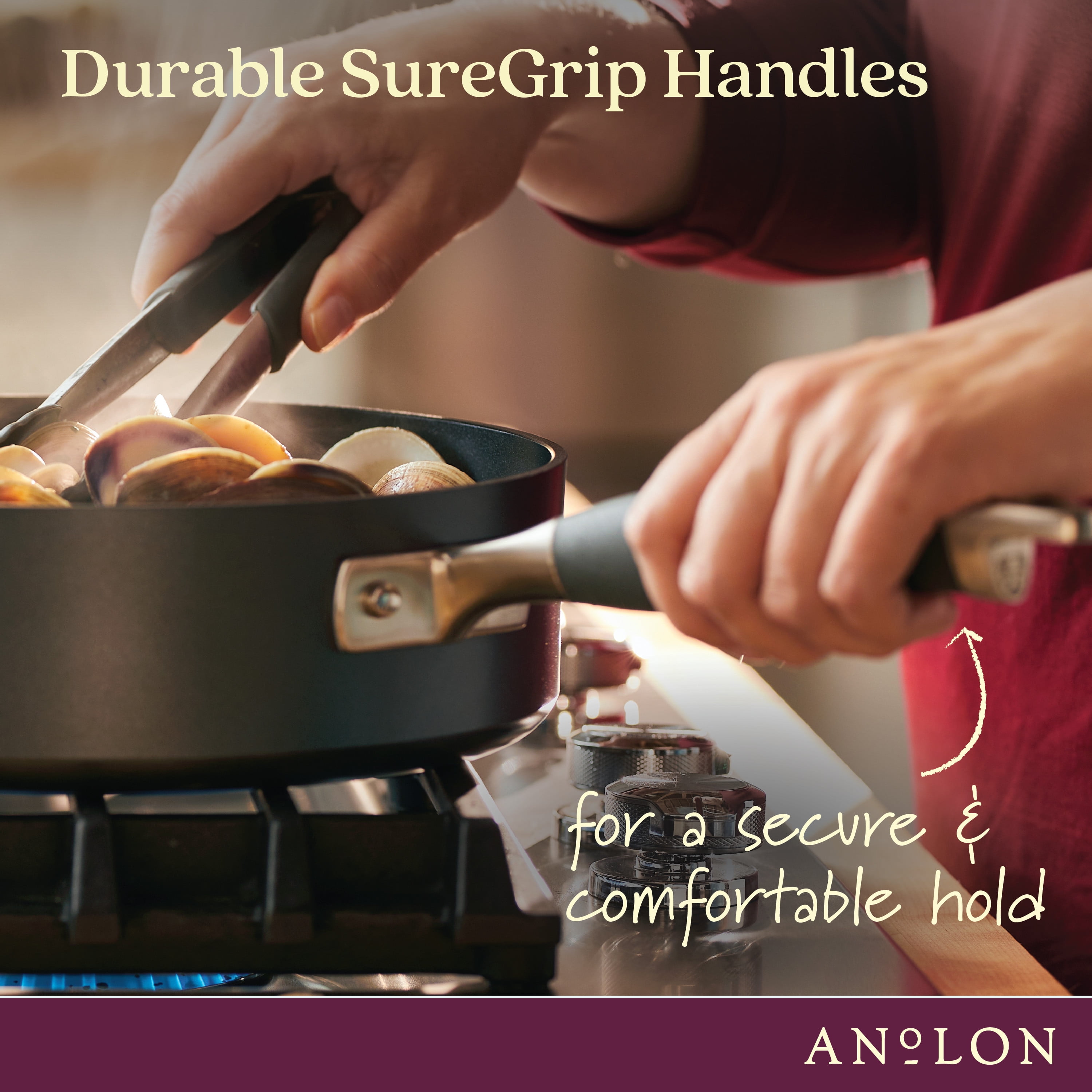 Anolon Advanced Home 12.5 Inch Hard-Anodized Nonstick Divided Grill and Griddle Pan, Moonstone