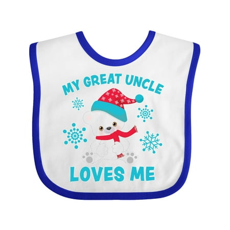 

Inktastic Polar Bear My Great Uncle Loves Me in Santa Hat Gift Baby Boy or Baby Girl Bib