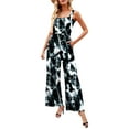 thumbnail image 2 of Sunloudy - Mono informal con cuello cuadrado para mujer, a la moda, color sólido/estampado, sin mangas, con pernera ancha Sunloudy S, M, L, XL, 2 of 9