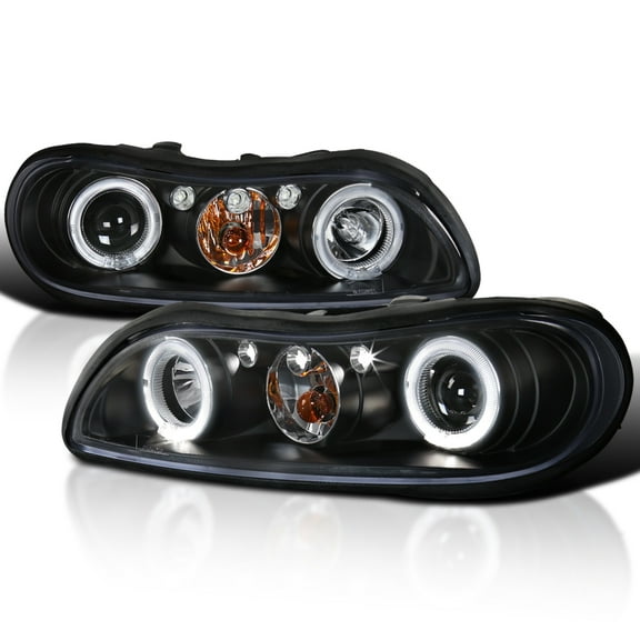Spec-D Tuning Black LED Headlights Compatible with 1997-2003 Chevy Malibu, 2004-2005 Chevy Classic, 1997-1999 Oldsmobile Cutlass, Left   Right Pair Headlamps Assembly