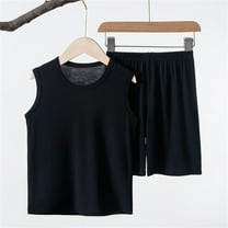 Girls Boys Short Sets Kids Teen Cotton Summer 2 Piece Outfits Sleeveless T Shirts and Shorts Loose Clothing Sets 2-16