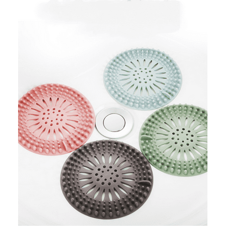 

JUSTUP Hair Catcher Shower Drain Cover 4 Pack Hair Stopper Drain Protector Universal Rubber Sink Strainer for Bathtub Kitchen and Bathroom