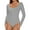 Gray, variant on MANIFIQUE Women's Turtle Mock Neck Long Sleeve Slim Fit Tops Bodysuits Jumpsuit