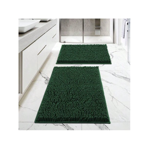 1pc Simple Soft Chenille Water Absorbent Non-Slip Bathroom Floor Mat Bathroom Floor Mat