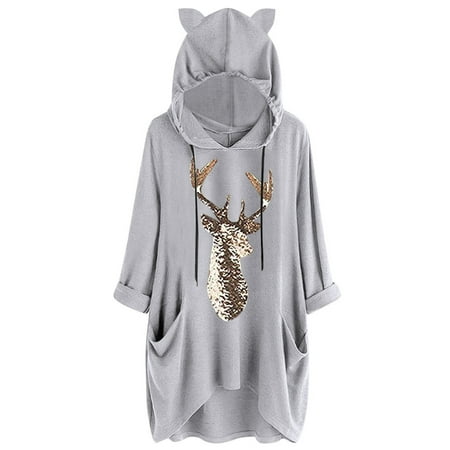 

Women Pullover T Shirts Sleepwear Nightwear Long sleeve Ladies Adult Junior Girls Pajamas Pyjamas Holiday Hooded
