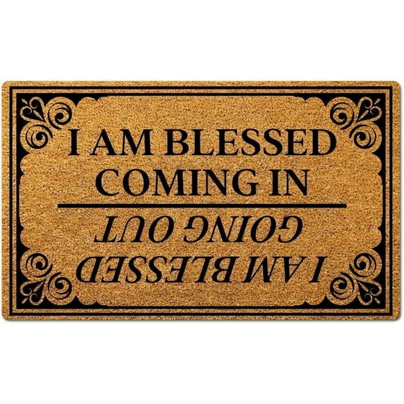I am Blessed Coming in I am Blessed Going Out Mats for Front Door Entry Front Porch Doormat Non-Slip Carpet Rugs Floor Mat Decorative for Home Bathroom Kitchen Indoor 16x24 Inch
