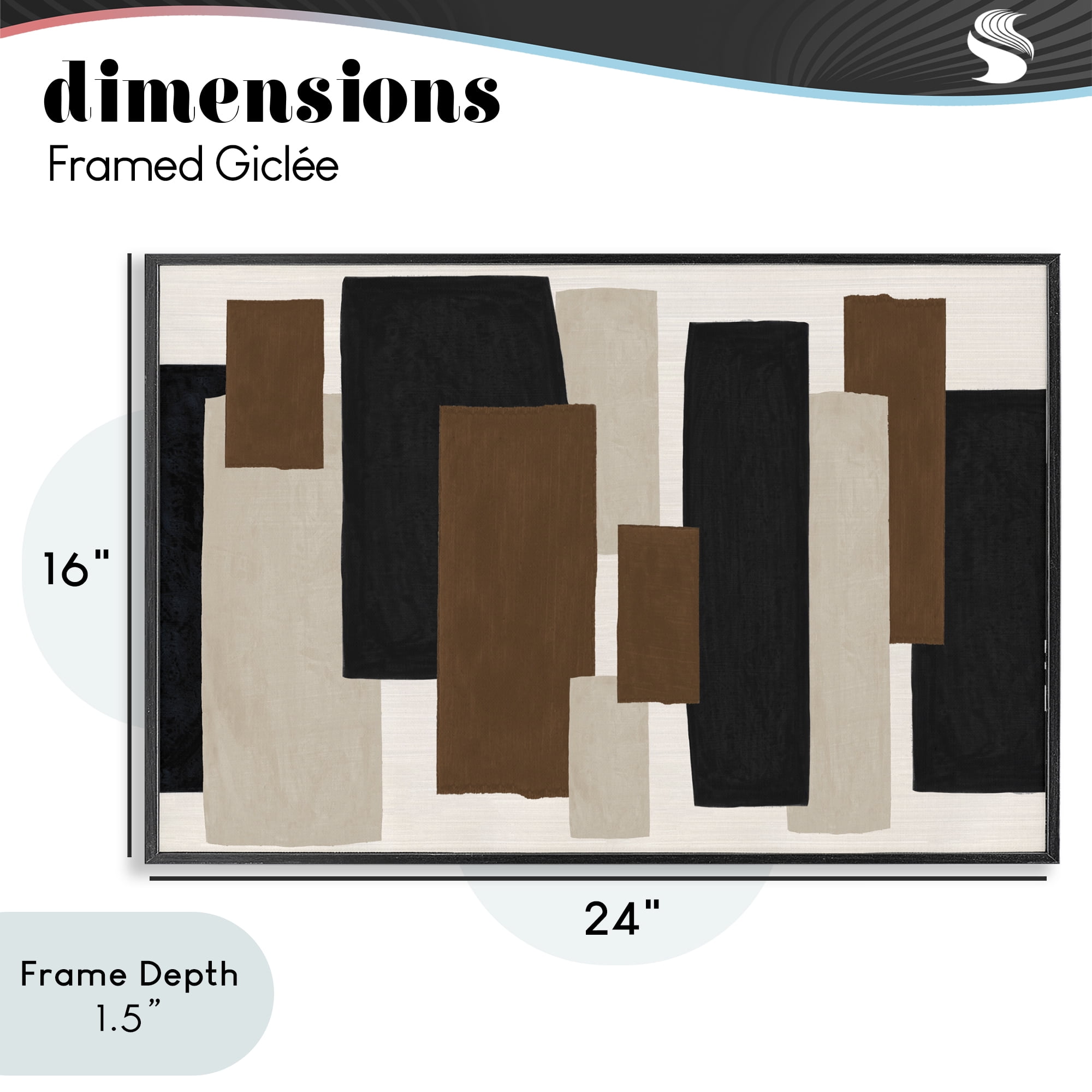 Stupell Industries Minimal Vertical Blocks in Earth Tones Black Framed Giclee Art, design by Janet Tava