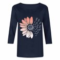 thumbnail image 4 of Ailaofu Women's Summer Sunflower T Shirt Cute Flower Graphic Loose Tees Crew Neck 3/4 Sleeve Casual Tops, 4 of 6