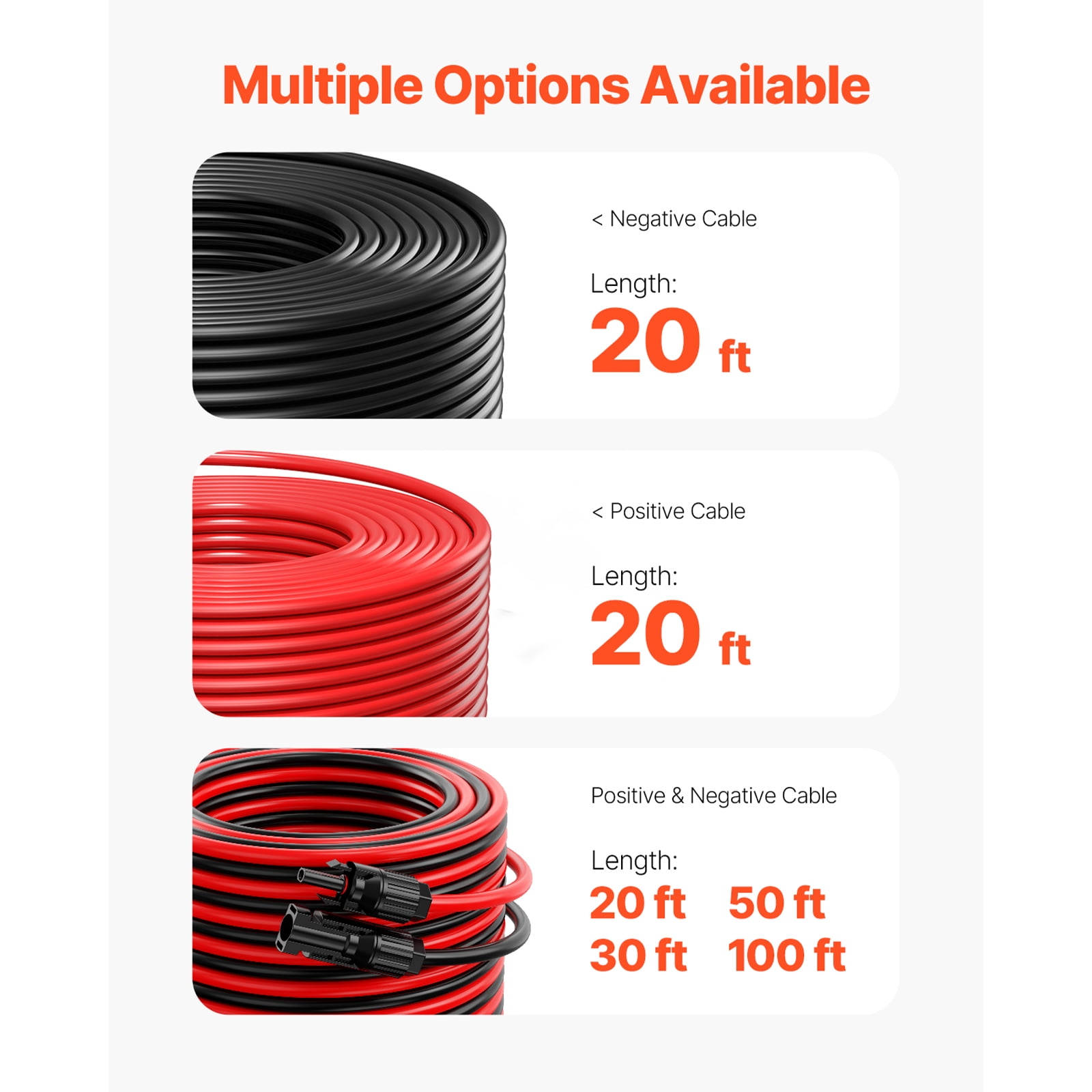 KFFKFF 20FT Solar Panel Extension Cord, 10AWG Solar Cord with Waterproof Male & Female Connectors, 6mm² PV Wire for Residential, Marine and RV Solar Modules, 20FT Black + 20FT Red (Pair)
