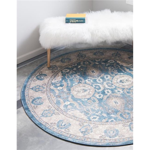 Unique Loom 3138368 4 x 4 ft. Gaisberg Salzburg Round Rug, Blue