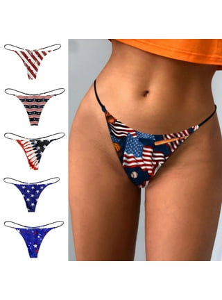 Sksloeg G-String Thongs for Women Sexy Panties USA Stars Stripes