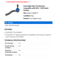 thumbnail image 2 of Front Right Outer Tie Rod End - Compatible with 2018 - 2022 Buick Enclave 2019 2020 2021, 2 of 2
