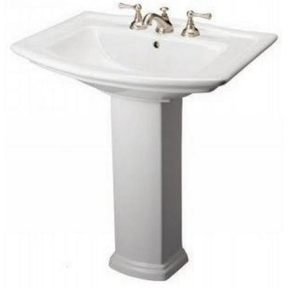 Barclay 3-398WH Pedestal Sink with 8"; Widespread, White