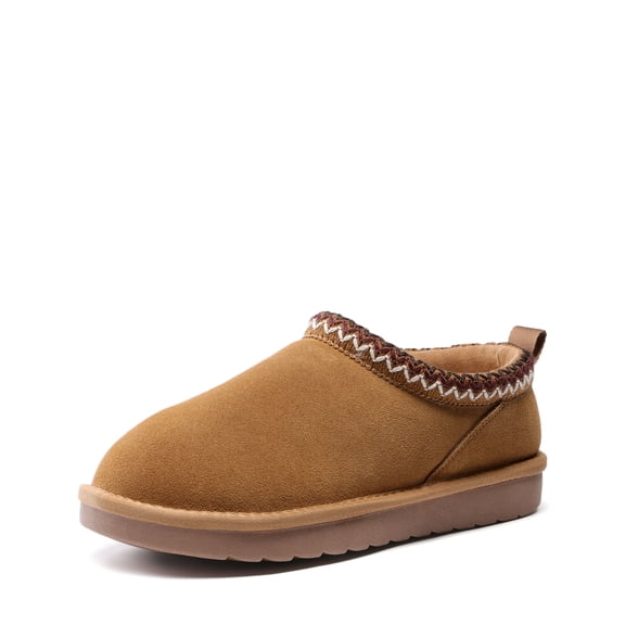 DREAM PAIRS Women's Genuine Suede Fuzzy Slippers Indoor Outdoor Fluffy Home Comfy Winter Slip On Cute Warm Memory Foam Fuzzy Shoes