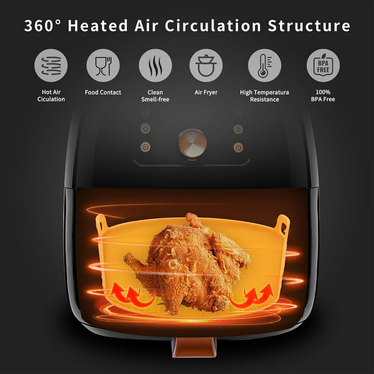 Air Fryer Silicone Pot With Handle Reusable Air Fryer Liner Heat Resistant Air  Fryer Silicone Basket Square Baking Pan Air Fryer Accessories Liners R