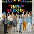 thumbnail image 4 of Back to School Bash Backdrop Chalkboard Welcome Back to School Background for Photography Bus Books and Colored Pencils Flags Decorations Banner, 4 of 5