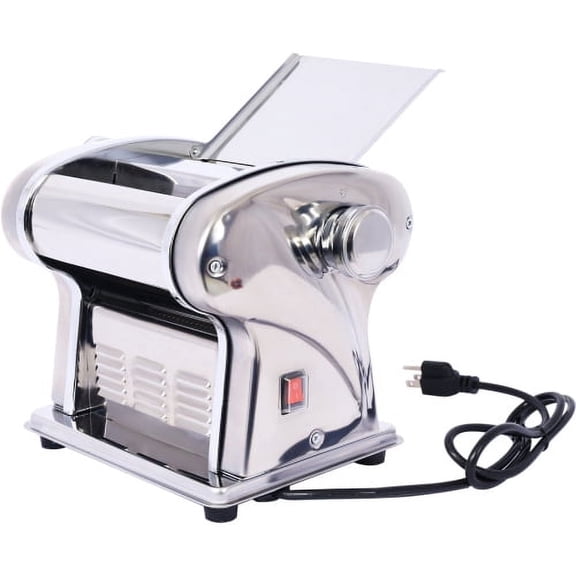 Zateety Electric Pasta Maker, Noodle Maker Machine with 8 Thickness Settings 0.5-3mm, 2.5mm Round Noodle, Stainless Steel Dough Roller Cutter 135W US Plug