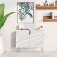thumbnail image 2 of PixonSign Sideboard Buffet Cabinet, Kitchen Storage Cabinet with 2 Doors, Gray & White Paint Stroke, Cupboard Console Table for Dining Room - 35" L x 18" W x 29" H, 2 of 5