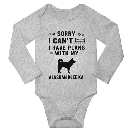 

Sorry I Can t I Have Plans With My Alaskan Klee Kai Baby Long Sleeve Jumpsuits (Gray 6-12 Months)
