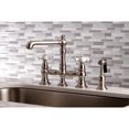 thumbnail image 2 of Kingston Brass KS7278PXBS English Country Bridge Kitchen Faucet with Brass Side Sprayer, Brushed Nickel, 2 of 8