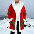 thumbnail image 2 of Christmas Jacket for Men Christmas Men's Long Cardigan Hoodies Women White Fur Trim Warm Santa Claus Xmas Hooded Coat with Pocket Red S, 2 of 4