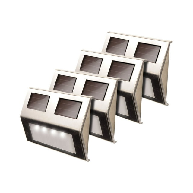 Maxsa - Lampe Murale/sur Pied - DEL - à Énergie Solaire - Acier Inoxydable (Lot de 4)