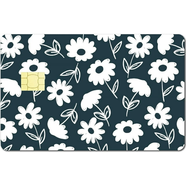 Credit Card Skin Debit Card Skin Debit Card Stickers Covers No Bubble Slim Small Chip Personalized Bank Card Protecting Decals PVC Waterproof Transportation Card White Flowers 7.3x5.4Inch