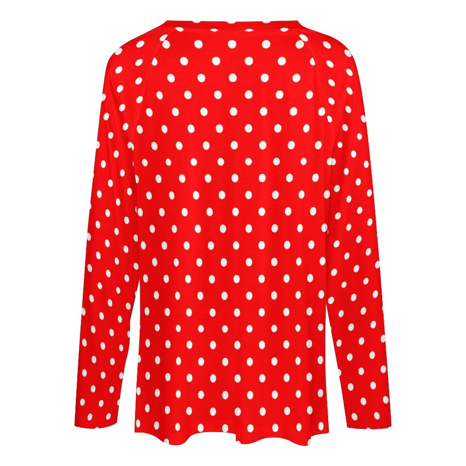 red and white polka dot blouse