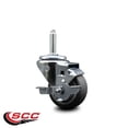 thumbnail image 2 of 3 Inch Thermo  Rubber Wheel Swivel 3/4 Inch Threaded Stem Caster with Brake, 2 of 2