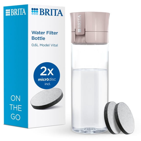 BRITA Water Filter Bottle Model Vital (600ml), 2x MicroDisc Filters