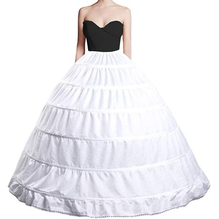 Women Crinoline Petticoat A-line 6 Hoop Skirt Slips Long Underskirt For Wedding Bridal Dress