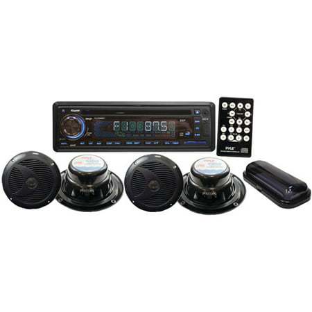 Pyle PLCD4MRKT Marine Waterproof 4-Speaker CD/USB/MP3/Combo with Stereo Cover