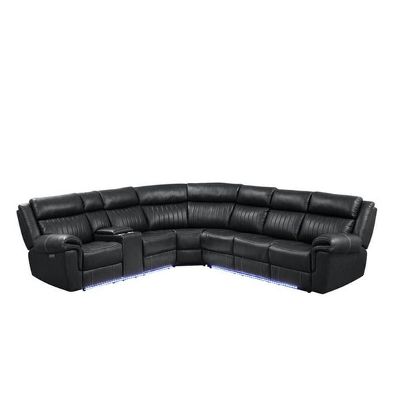 Aviator Modern Style Recliner Sectional Sofa made with Wood in Black