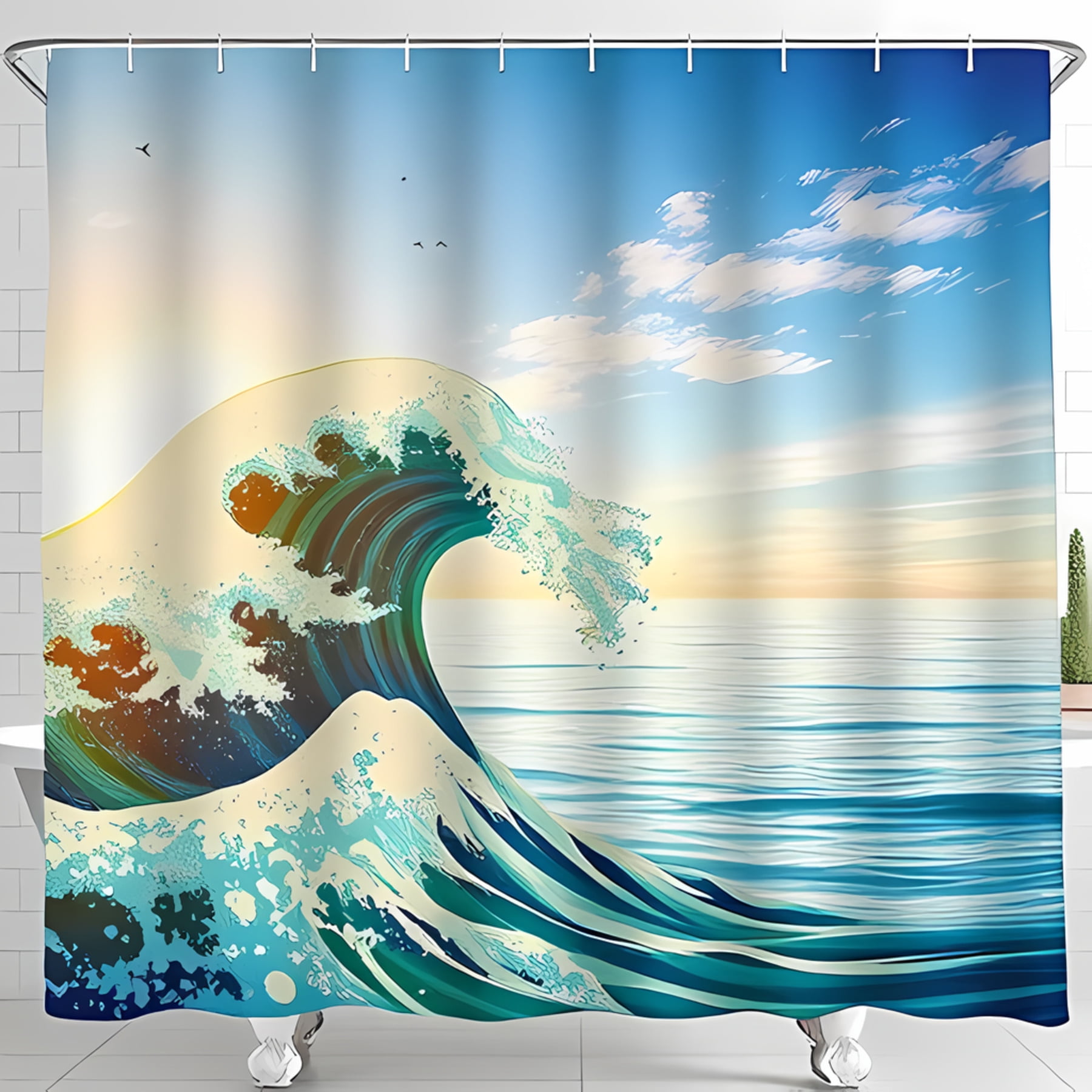 Bovlleetd 152x183cm Rideau De Salle De Bain Bohème Imperméable Abstrait