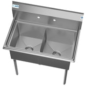 KoolMore 36 in. Two Compartment Stainless Steel Commercial Sink, Bowl Size 15x 15x 12