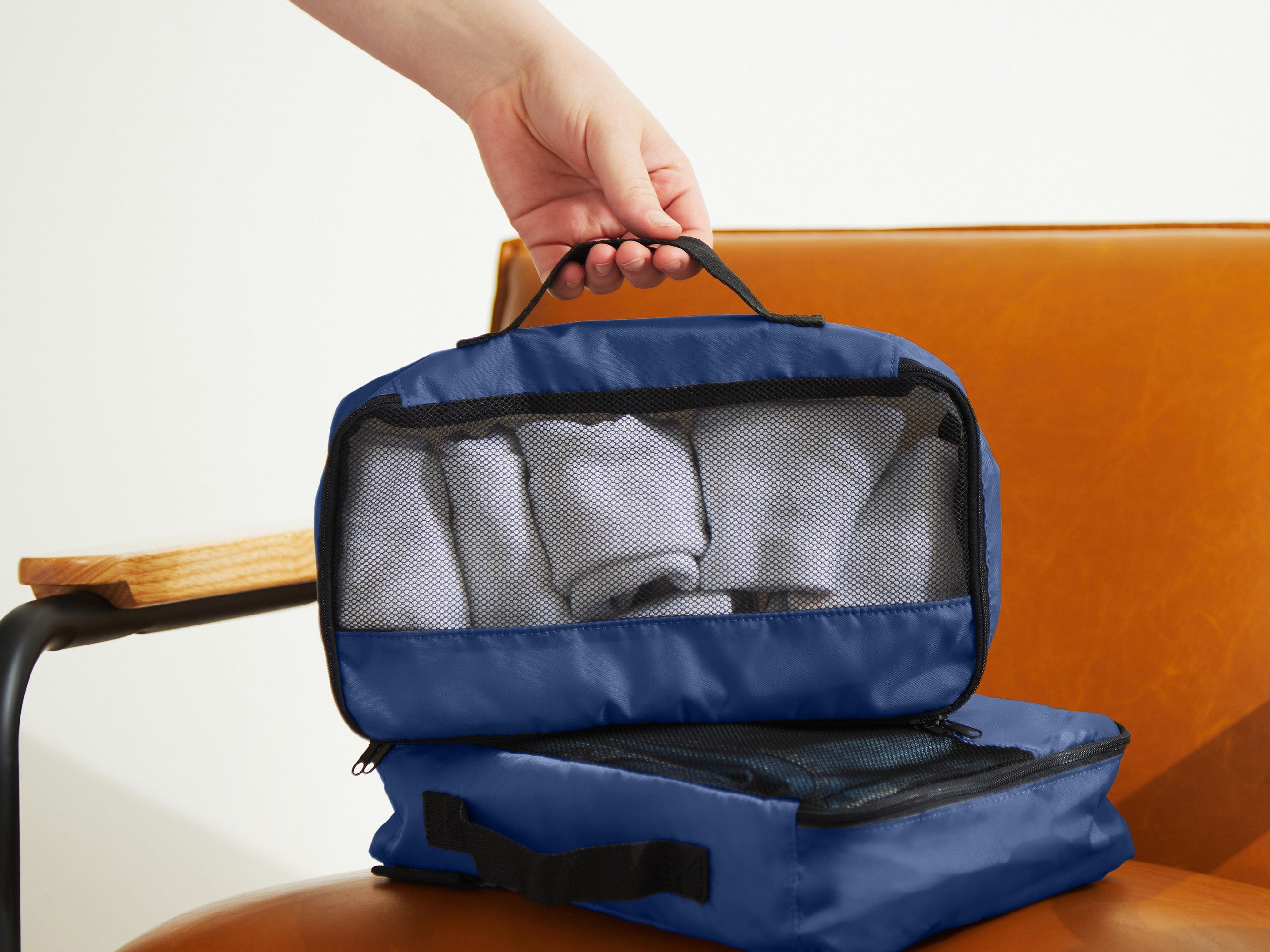 Covermates Packing Cube Set - Premium Polyester - Dual Zipper Pulls - Carrying Handle - Front Mesh Window - Travel Organization, Blue