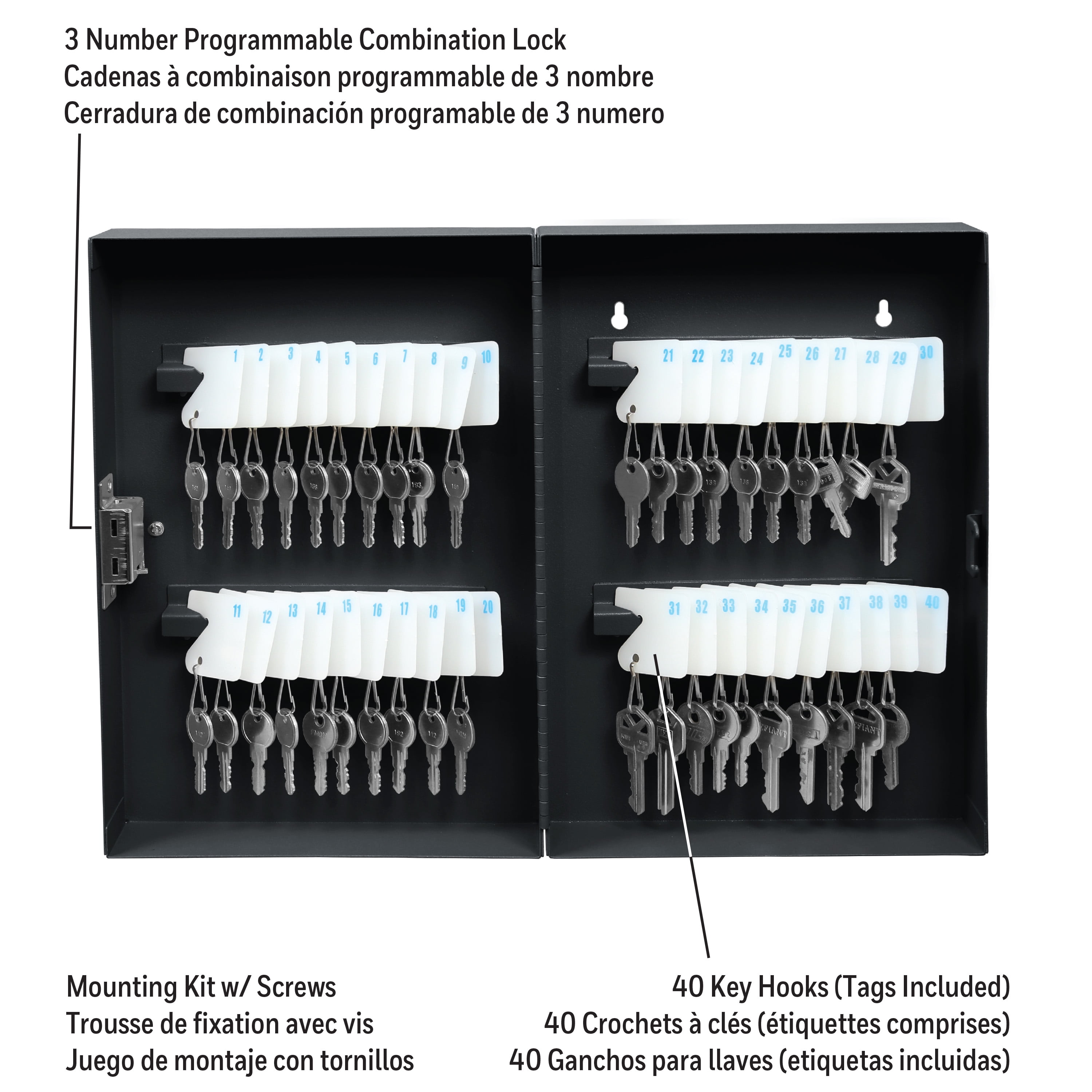 Honeywell Safes 40 Slot Key Storage Steel Security Box Combo Lock 0.16 Cu ft 6107