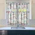 thumbnail image 3 of Kitchen Curtains 36 Inch Short - 3 Panel Set, Rod Pocket Window Curtain, Boho Floral Tribal Style, 100% Polyester for Farmhouse, Kitchen, Cafe, Bedroom, Easy Wash, 3 of 6