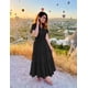 thumbnail image 5 of Vestido midi ZESICA, casual de verano, cuello en V, cintura elástica, negro, 5 of 9