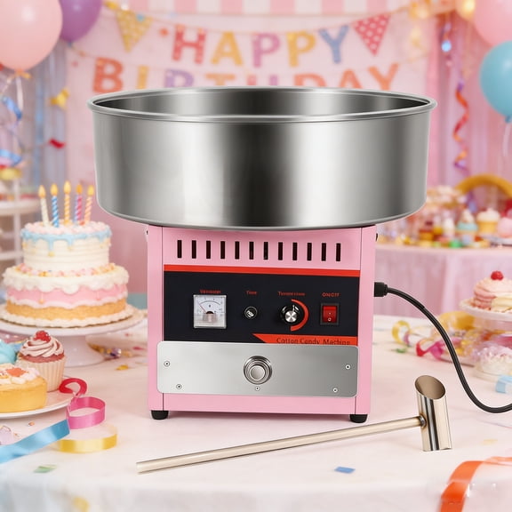 Commercial Cotton Candy Machine, 1000W Electric Cotton Candy Machine, Electric Commercial Pink Cotton Candy Machine, Commercial Floss Maker with Stainless-Steel Pan for School Fair, Market