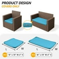 thumbnail image 4 of Snubbull 3 Pack, 36"x 18" Outdoor Patio Seat Cushions Replacement Covers Fit for 4 Pieces 4-Seater Wicker Rattan Patio Conversation Set Loveseat Chair Couch Furniture, Cover Only, Lake Blue, 4 of 8