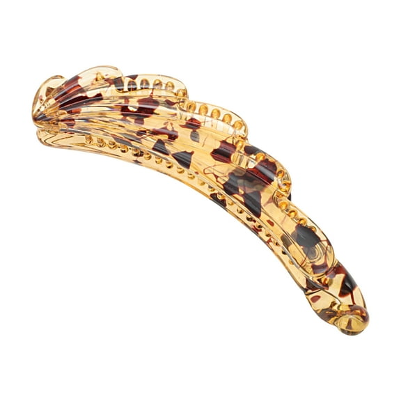 Unique Bargains 1 Pc Elegant Wavy Edge Hair Clips Hairdo Clip Light Brown