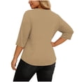 thumbnail image 4 of asdoklhq Oversized Tshirts for Women Crop Tops Crewneck Plus Size Fashion Women's Casual Printed V-Neck Long Sleeve T-shirt Button Spring and Summer Tops Khaki 4X, 4 of 7