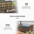 thumbnail image 6 of Patio Furniture Sets Outsunny 27 Gallon Patio Wicker Storage Bench, Outdoor PE Rattan Patio Furniture, 2-In-1 Large Capacity Rectangle Garden Storage Box with Handles and Cushion, Dark Blue,Outdoor D, 6 of 9