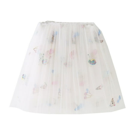 

kpoplk Tutu Skirts for Toddler Girls Flower Mesh Skirt Girls baby kids skirts Short Cake Skirt Children Princess fit(White)