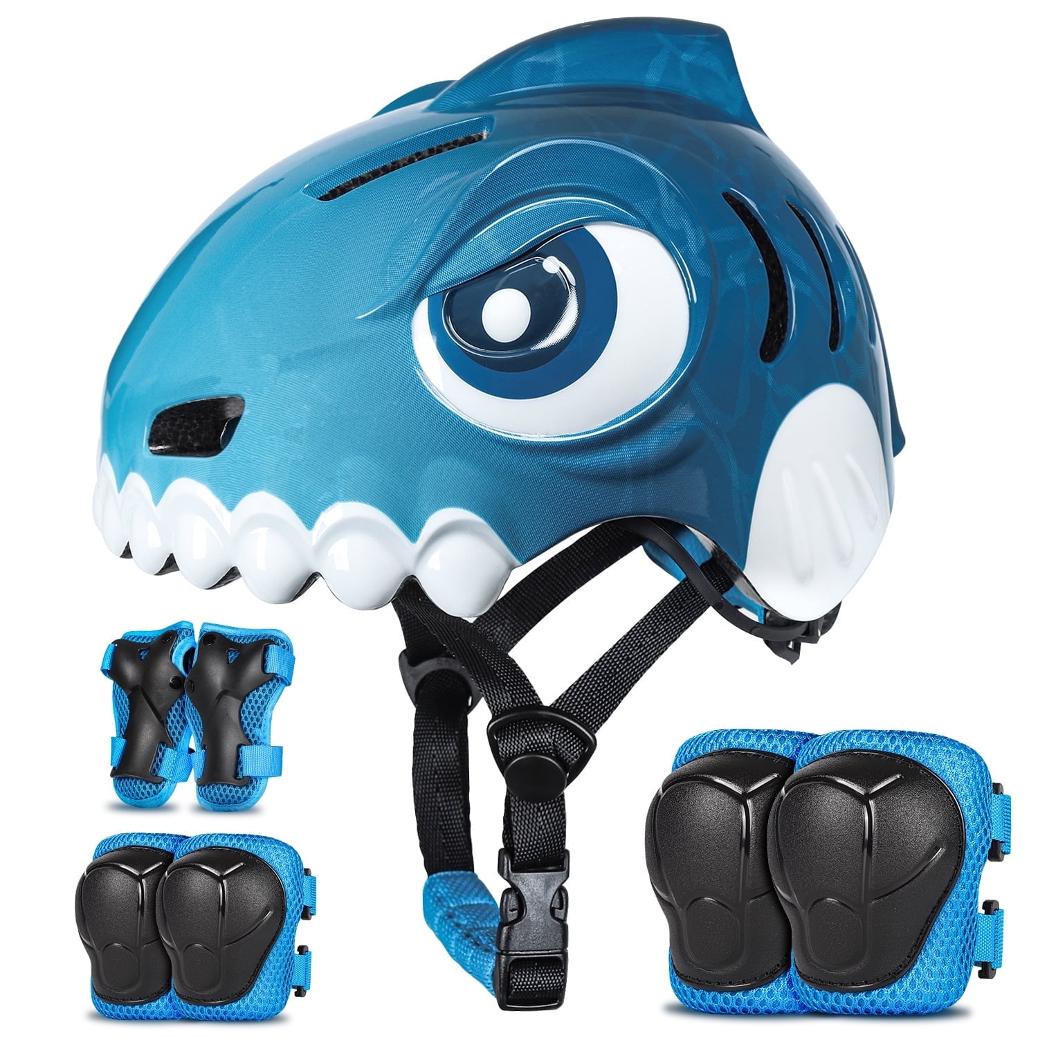 FUNWICT Kids Bike Helmet Boys Girls Bicycle Helmet for Kids 3-5-8 Breathable Adjustable Lightweight Kids Helmet and Pads Set for Cycling Skating Scooter Skateboard